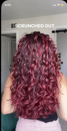 Red Hair With Highlights Curly, Cherry Red Hair Curly Highlights, Red Hair Inspo Highlights, Red Pintura Highlights Curly, Red 2c Hair, Brown Curly Hair With Red Highlights, Curly Red Highlights, Fun Curly Hair Color, Cherry Wine Curly Hair