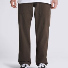 The Fatigue Loose Tapered Pants give you all the style, comfort, mobility, and skateability you need to make a personal statement on and off the board. This cotton pant has a looser fit through the hip and thigh ending in a tapered leg. It also features a multitude of pockets for added storage, and a branded flag label sewn into the hem of the leg opening that’s visible when cuffed. 100% Cotton fabric Front hand patch pockets Rear pockets with flap and hidden snap closure Flag label for added br Vans Relaxed Fit Cotton Bottoms, Casual Vans Bottoms With Pockets, Back To School Shoes, Vans Store, Vans Logo, Coffee Sizes, Personal Statement, Front Hand, Tapered Pants