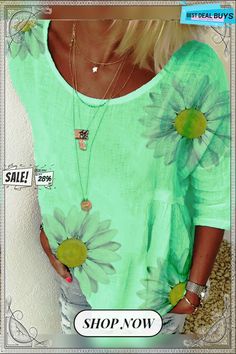 Floral Crew Neck Loose Cotton-blend Tunic Sweatshirt Tunic Sweatshirt, Pullover Sweatshirts, Women's Fashion Dresses, Shirts Tops, Cotton Blend, Fashion Dresses, Crew Neck, Boutique, Sweatshirts