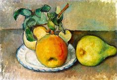 a computer mouse pad with a painting of apples and oranges on a white plate