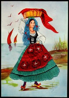 Italy, Marches costume with a better resolution Italian Clothes, Mexican Clothing, Embroidered Cards, Ballet Russe, Spanish Dancer, Dress Card, Mexican Outfit