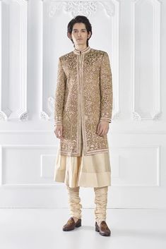 Olive Gold Embroidered Sherwani Set Manish Malhotra Bridal, Luxury Mansions Interior, Embroidered Sherwani, Manish Malhotra, Mansion Interior, Mansions Luxury, Contemporary Chic, Manish, Bridal Couture