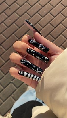 Goth Acrylics, Cherry Nails, Coffin Shape Nails, Star Nails, Heart Nails, Valentines Nails