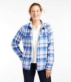 #LLBean: Women's Fleece-Lined Flannel Shirt, Snap-Front Plaid Fleece Lined Flannel Shirt, Chamois Shirt, Lined Flannel Shirt, Womens Flannel Shirt, Plaid Shirts, Flannel Shirts, Mens Flannel Shirt, Flannel Women, Plaid Flannel Shirt