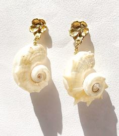 sea shell earrings, white seashell earrings, shell earring, natural conch earrings, cowrie shell earrings, real shell earrings, gold shell  Please see the rest of my collection here: https://victoriadesignstoree.etsy.com Conch Earrings, Cowrie Shell Earrings, Sea Shell Earrings, Earrings Real, Seashell Earrings, Conch Earring, Seashell Jewelry, Seashell Art, Diy Room