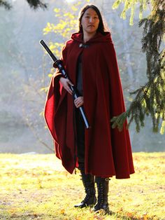 can i be her?  please? Cloak With Hood, Garment Inspiration, Wool Cloak, Riding Hood Costume, Red Cloak, Red Riding Hood Costume, Larp Costume, Portland Me, Medieval Style