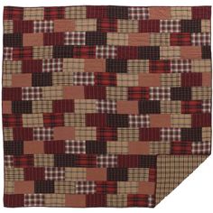 a brown and red blanket with squares on it