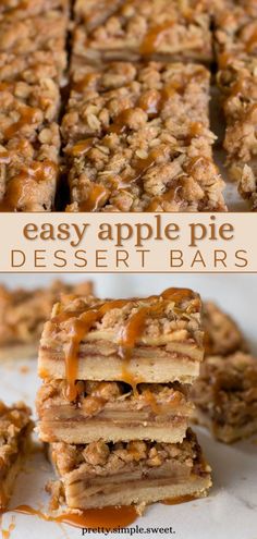 easy apple pie dessert bars stacked on top of each other