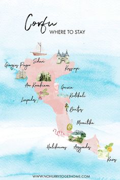 a watercolor map of costa where to stay