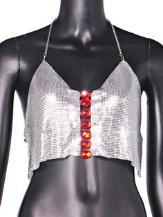 Metal crop top. Edgy Cropped Top For Parties, Spring Club Crop Top, Edgy Red Crop Top For Summer, Character Clothing, Party Dress, Crop Top, Crop Tops, Clothes