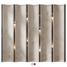 a room divider with three lights on each side