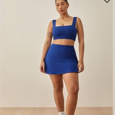 Reformation Tiffany Ecostretch Active Bra Too Tank Top Blue In Royal Blue Caspian *Also Selling Matching Skort Perfect Condition, Never Worn Ships W/ Love In 1-2 Business Days! Blue Fitted Seamless Bottoms, Metallic Crop Top, Polka Dot Crop Top, Linen Crop Top, Plaid Crop Top, Puff Sleeve Crop Top, Ribbed Knit Top, Stretch Top, Knit Crop Top