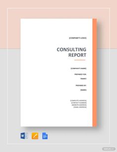 consulting report template with orange accents