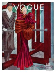 an illustration of a woman in a fur coat standing next to a man wearing a suit