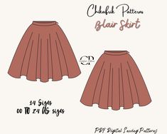 This is Blair Skirt -  skater skirt PDF Digital Sewing Pattern for Silky Mini Skirt. skirt with 3 length options , pattern was digitized for you! This is a PDF digital download sewing pattern to be printed at home on a home printer or if you prefer at a print shop. All my pattern files include a layer option so you can choose to print just your size or multiple sizes of your choice to save ink and time. The pattern includes 14 sizes: XXXS to 5XL, (30 to 56 Europe size), (00 to 24 US size), (2 to Velma Costume, Projector Sewing, Sewing Pattern Women, Mini Skirt Pattern, Womens Sewing Patterns, Skirt Skirt, Silk Charmeuse, Printable Patterns, Size Pattern