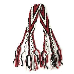 red, white and black braided scarf