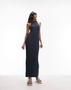 Elegant Ribbed Halter Neck Dress, Chic Ribbed Maxi Dress, Halter Neck Bodycon Midi Dress, Chic Ribbed Stretch Dress, Elegant Ribbed Summer Dress, Chic Ribbed Bodycon Evening Dress, Ribbed Stretch Maxi Dress For Night Out, Chic Evening Ribbed Bodycon Dress, Chic Ribbed Bodycon Dress For Evening