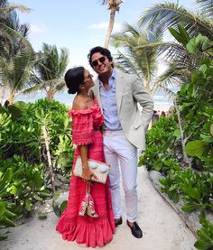 Tulum Outfits Ideas Couple, Chic Island Outfits, Cabo Chic Outfit, Wedding Guest Mexico Dress, Men’s Mexico Outfit, Tropical Boho Outfit, Mexico Couple Outfits, Beach Welcome Party Outfit, Island Chic Outfit Wedding