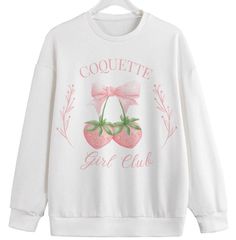 Strawberry Girly White Knitted Sweatshirt - Etsy