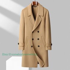 100% Wool Coat Men Hand-made Double-breasted Long Double-sided Cashmere Jacket   Color:Camel  Black  Size:M-3XL Material:Wool       Payment 1. Payment must be made within 7 days of auction closing (Unpaid dispute will automatically open when item is not paid in 7 days). 2. PLEASE NOTE: SHIPPING&HANDING DOES NOT INCLUDE DUTIES, LOCATL TAXES OR ANY OTHER IMPORTATION FEES. 3. Please list your special requests (color, packages, value of declaration, etc.) in the EBAY NOTES SECTION when you make paym Single Breasted Brown Pea Coat For Winter, Brown Single-breasted Pea Coat For Winter, Beige Winter Outerwear For Business, Brown Pea Coat With Lapel Collar For Winter, Beige Winter Business Outerwear, Beige Business Outerwear For Winter, Brown Wool Coat For Business In Winter, Brown Double Button Pea Coat For Winter, Brown Double Button Closure Pea Coat For Winter