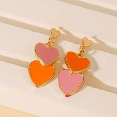 This Unique Pair Is A Wonderful Addition To Your Wardrobe And Your Style; Sure To Get Lots Of Compliments! Great For Valentine’s Day Or Anytime! Gsunut50f000xvs Cute Pink Heart Earrings For Mother's Day, Mother's Day Pink Heart Earrings For Party, Cute Pink Double Heart Earrings, Trendy Pink Dangle Heart Earrings, Pink Double Heart Earrings For Mother's Day, Pink Double Heart Earrings, Trendy Pink Double Heart Earrings, Trendy Pink Heart Print Earrings, Gradient Heart