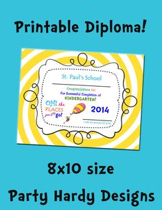 a blue and yellow background with the words printable diploma