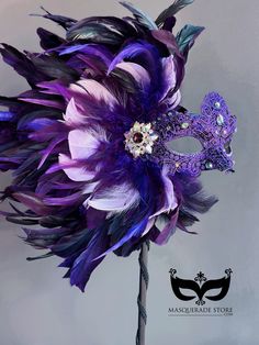 purple masquerade mask painted and embellished with feathers and jewels.  S H I P P I N G -  Processed same day or within 24 hours.  1-2 day guaranteed delivery services offered, add items to cart and click on shipping tab for rates.  Pls leave a check out note with your need date & contact number  Msg for delivery time frames (Include your state/country).  S I Z E  Adult size Masks. Detailed dimensions available upon request. C U S T O M I Z A T I O N If you would like to color & embellish the Colorful Masquerade Mask, Mardi Gras Feathered Masquerade Mask For Party, Purple Masquerade Mask For Carnival And Halloween, Mardi Gras Masquerade Mask With Feathers For Party, Mardi Gras Party Masquerade Mask With Feathers, Feathered Masquerade Mask For Mardi Gras, Purple Masquerade Mask For Carnival, Purple Masquerade Mask For Mardi Gras, Feathered Masks For Mardi Gras Masquerade