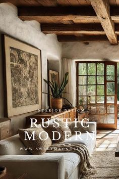 the interior of a rustic modern home