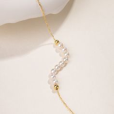 Herringbone Chain Style:Akoya Saltwater Pearls, 18K Yellow GoldPearl Size: 5 Pearls, 3.5-4.0mm eachGolden Beads: 2 beads, 3mm eachLength of Chain: 40cm+5cm (Adjustable) Cross Chain Style:Akoya Saltwater Pearls, 18K Yellow GoldPearl Size: 9 Pearls, 3.5-4.0mm eachGolden Beads: 2 beads, 3mm eachLength of Chain: 40cm+5cm (Adjustable) Intersect Style：Akoya Saltwater Pearls, 18K Yellow GoldPearl Size: 5 Pearls, 6.5-7.0mm eachGolden Beads: 6 beads, 3mm eachLength of Chain: 40cm+5cm (Adjustable) Dainty Single Strand Akoya Pearl Jewelry, Akoya Pearl Necklaces With Round Beads, Akoya Pearl Bracelet With White Gold Pearl Chain, Single Strand Pearl Necklace In Yellow Gold, White Gold Akoya Pearl Chain Bracelet, White Gold Akoya Pearl Bracelet With Pearl Chain, Yellow Gold Pearl Necklace With Round Beads Pendant, Yellow Gold Jewelry With Pearl Drop Round Beads, Elegant Pearl Necklace With Delicate Chain And Round Beads