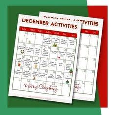 two calendars with christmas activities on them