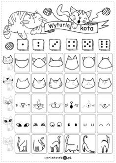 a printable worksheet for children to learn how to draw cats