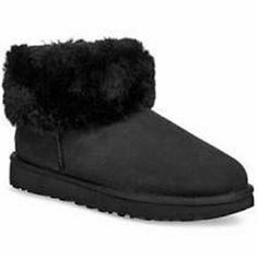 Ugg Classic Mini Fluff Genuine Shearling Bootie Black 9 Msrp $195 1106757 Dd226 No Shoe Box/Bag Very Good Condition Details & Care A Faux Fur Trim Details The Outer Cuff On This Pair Of Mini Boots. 5" Shaft Height, 1 1/4" Heel Round Toe Pull-On Suede And Faux Fur (100% Polyester) Upper/Treadlite By Ugg Outsole/Uggplush Lining (80% Wool, 20% Lyocell) Imported Winter Black Shearling Boots, Black Shearling Boots With Faux Fur Trim, Black Casual Boots With Faux Fur Trim, Black Shearling Boots For Fall, Mini Boots, Ugg Classic Mini, Ugg Classic, Box Bag, Classic Mini