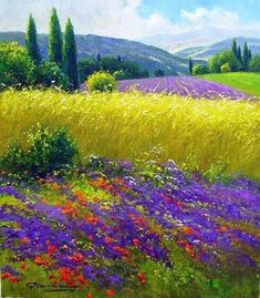 Lavender Fields, Pastel Art, Pastel Painting, Oil Painting Landscape, Watercolor Landscape, 그림 그리기, Beautiful Paintings, Painting Techniques, Painting Inspiration