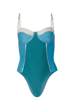 Shimmer fabric Color block detailing Underwire support Adjustable shoulder strap Removable padding Back tie closure High-leg cut Moderate coverage Blue Bodysuit With Built-in Bra For Pool, Blue One-piece Polyamide Swimwear, Blue One-piece Beachwear Swimwear, Blue Stretch One-piece Swimwear For Poolside, Light Blue One-piece Beachwear Bodysuit, Underwire One Piece, Shimmer Fabric, Platform Heels Boots, Animal Print Shoes