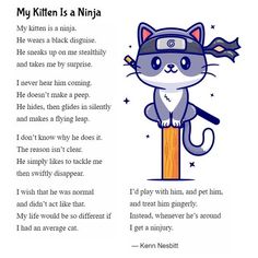 the poem is written in english and has an image of a cat on it