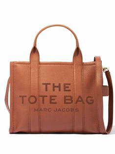 brown leather logo print to the front two top handles adjustable detachable shoulder strap open top main compartment internal zip-fastening pocket Marc Jacobs Logo, Marc Jacobs Tote, Brown Tote, Small Tote Bag, Dion Lee, Brown Shoulder Bag, Marc Jacobs Bag, Mini Tote Bag, The Tote Bag