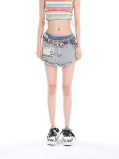 0 Mid-rise Blue Shorts For Streetwear, Blue Mid-rise Shorts For Streetwear, Mid-rise Denim Blue Jean Shorts With Belt Loops, Mid-rise Denim Blue Jean Shorts For Streetwear, Blue Denim Jean Shorts With Belt Loops, Trendy Blue Jean Shorts With Belt Loops, Blue Denim Cutoff Bottoms, Blue Stretch Cutoff Jean Shorts, Blue Cutoff Jeans With Belt Loops