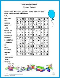 the word search for kids is shown in this blue and white printable activity sheet