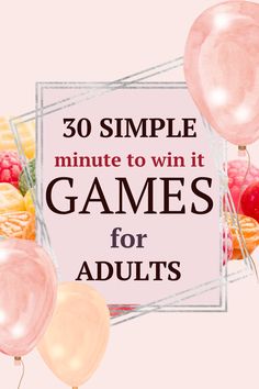 30 simple minute to win it games for adults. balloons and candy Minute It To Win It Games For Adults, Group Minute To Win It Games Team Building, Group Game Night Ideas For Adults, Fun Games For 40th Birthday, Fall Minute To Win It Games For Adults, Summer Party Activities For Adults, Diy Party Activities For Adults, Lady Party Games, Fun Party Games For Large Groups