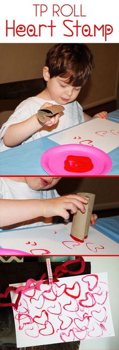 Valentines Day Ideas for Kids TP Roll Stamp Kids Tp, Cadeau Parents, Valentine Projects, Valentines Crafts, Daycare Crafts, Valentines Day Activities