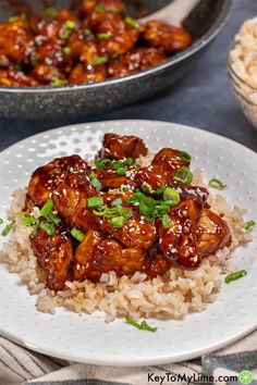 a white plate topped with chicken and rice