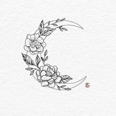 the letter c with flowers and leaves is drawn in pencil on white paper by hand