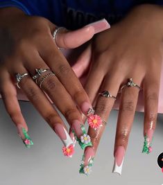 Nail Designs Bling, Pretty Toe Nails, Diy Acrylic Nails, Drip Nails, Ombre Acrylic Nails, Dope Nail Designs, Exotic Nails