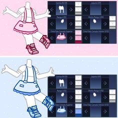 two screens showing different types of clothes and shoes for children to wear on the same day