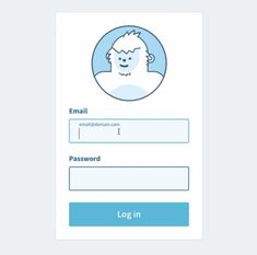 a login form with an image of a man's face