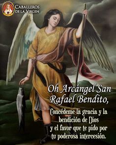 an angel holding a staff with the caption in spanish