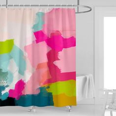 PRICES MAY VARY. Size - The standard size approximately 60"(W) x 72"(L) bathroom curtain, suitable for most bathtubs and shower stalls. Includes free 12 hooks and easy to install and slide. Material - New resin coating polyester water-repellent printed fabric keeps water slide of the fabric shower curtain. No liner required. It will not fade after even years use. Unique Design - Vivid patterns, good choice for giving your bathroom a fresh look. Easy to clean - Machine washable in cold water. Do Colorful Bathroom Decor, Minimalist Oil Painting, Watercolor Shower Curtain, Extra Long Shower Curtain, Colorful Bathroom, Shower Stalls, Long Shower Curtains, Pink Shower Curtains, Bathroom Decor Colors