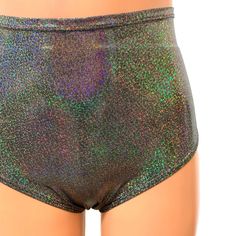 Our classic high waist hot pants with scrunch ruching detail in back to offer a "cheekier" look. These hot pants are made of stretchy gleaming silver holographic spandex and sit high on your natural waist. Wear as a bikini bathing suit bottom, panties, rave shorts, running shorts, etc. They have a built in liner and are made to be flattering to your figure. Rave Shorts, Silver Holographic, Bathing Suit Bottoms, Running Shorts, Bathing Suit, Bathing Suits, High Waist, High Waisted, Silver