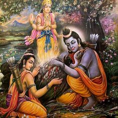 Jatayu the vulture devotee of Sri Rama is mortally injured trying to save Sita from the clutches of Ravana. Shri Ram Drawing, Hindi Mythology, Ram Drawing, Ramayana Story, Lord Ram Image, Shri Rama, The Vulture, Ram Wallpaper