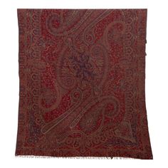 A jewel of Kashmiri craftsmanship, this vintage wool blend embroidered pashmina shawl is crafted from a luxurious wool blend, offering cozy comfort with a touch of sophistication. The vibrant red base acts as a canvas for the meticulous embroidery that adorns the entire surface. Delicate palmette motifs, Indian Paisley and swirling arabesque scrolls, rendered in a variety of colors, dance across the fabric, creating a mesmerizing display of Kashmiri artistry. Pashmina, a type of fine cashmere wo Indian Paisley, Kashmiri Shawls, Cashmere Throw, Studio Photography Lighting, Indian Patterns, Pashmina Shawl, Cashmere Wool, Vintage Textiles, Vintage Fabrics